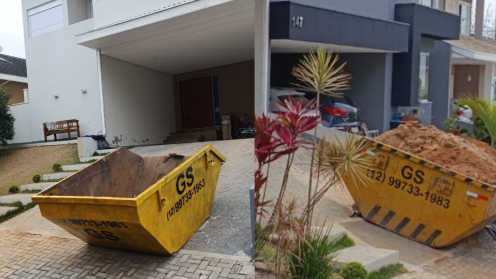 Caçamba de entulho da GS Caçambas – atendimento no Jardim Flórida, em Jacareí